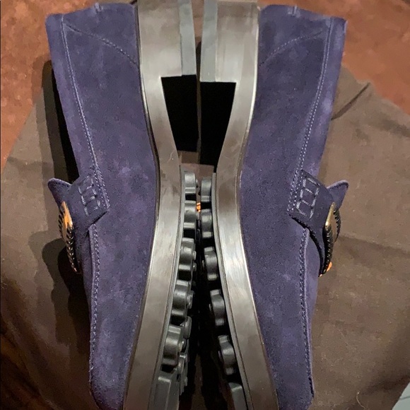 Tod’s Navy Suede Loafer with Lug Sole - Picture 2 of 5